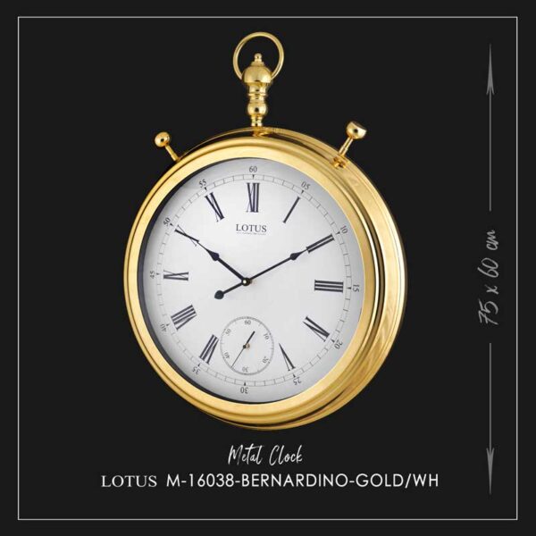 ساعت دیواری فلزی برناردینو طلایی کد M-16038 رنگ GOLD/WH